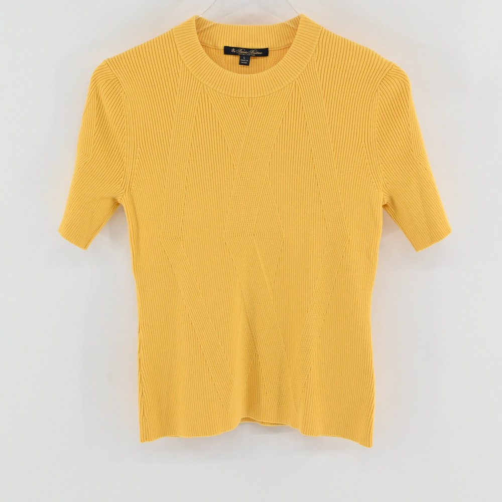 Brooks Brothers Diamond Rib‎ Knit Sweater Womens Size L Yellow Supima Cotton